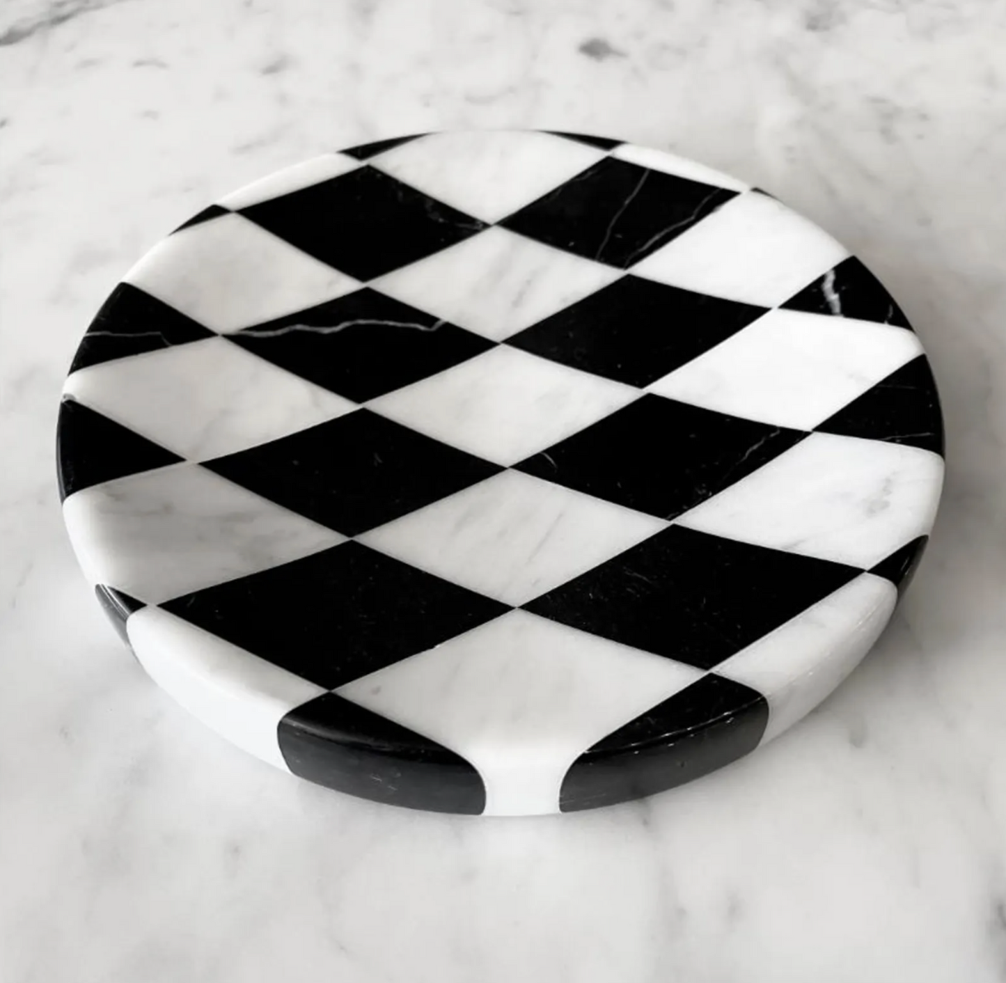 The Luxe Checkered Marble Tray